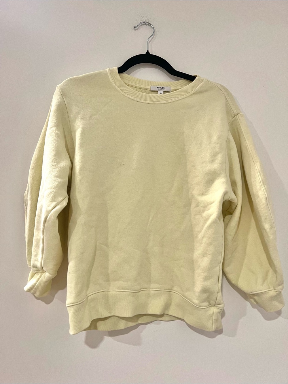 Agolde Balloon Sleeves Sweatshirt in Pale Yellow